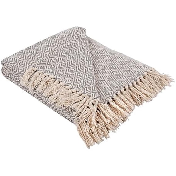 Diamond Throw Collection Cotton Woven, 50x60, Gray