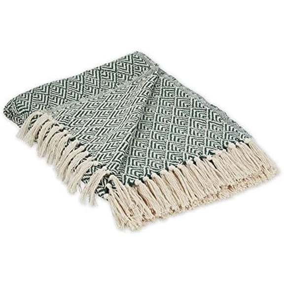 Diamond Throw Collection Cotton Woven, 50x60, Hunter Green