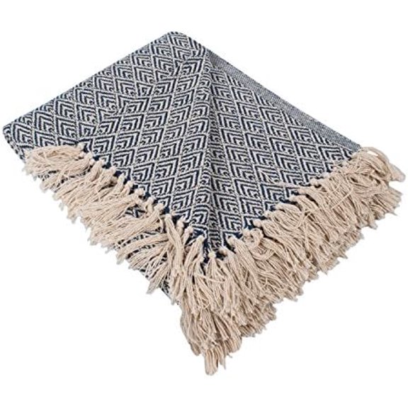 Diamond Throw Collection Cotton Woven, 50x60, Nautical Blue