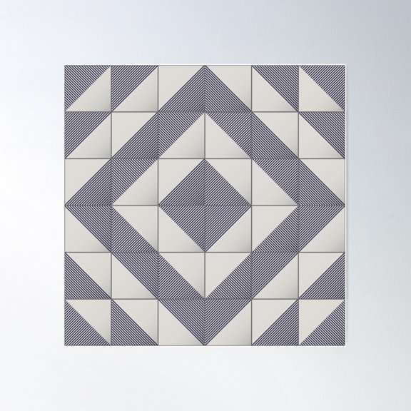 Diamond Tile Pattern Poster Wall Art, Modern Wall Decor For Living Room Bedroom, 24x24 UNFRAMED