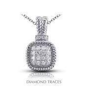 Diamond Traces 0. 50 Carat Total Natural Diamonds 14K White Gold Pave Setting Rope Edging With Milgrain Fashion Pendant