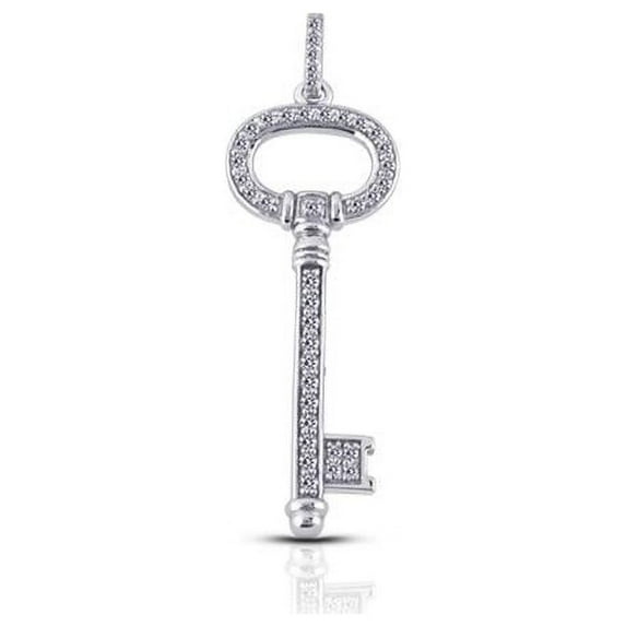 Diamond Traces 0.51 Carat Total Natural Diamonds 18K White Gold Pave Setting Key Fashion Pendant