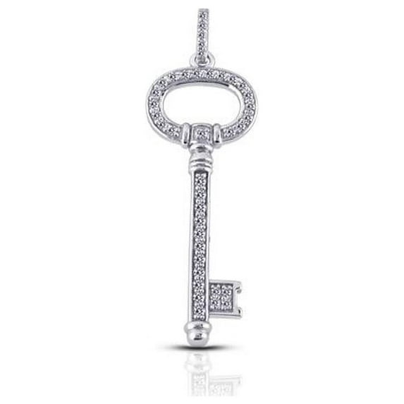 Diamond Traces 0.51 Carat Total Natural Diamonds 18K White Gold Pave Setting Key Fashion Pendant