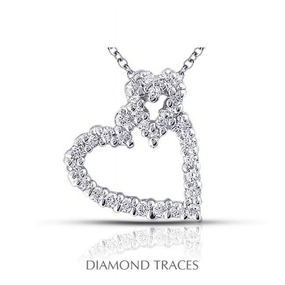 Diamond Traces 0.98 Carat Total Natural Diamonds 14K White Gold Prong Setting Heart Shape Fashion Pendant