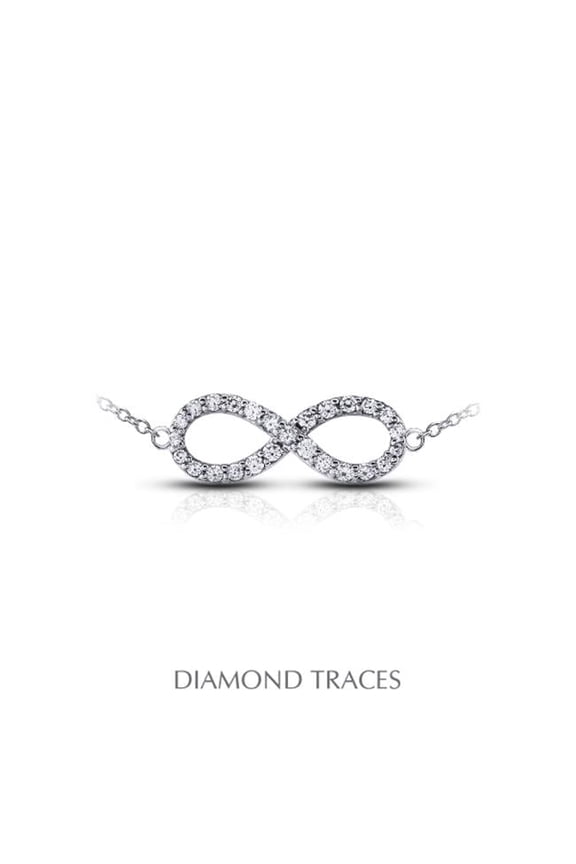 1.03 Carat Total Natural Diamonds 14K White Gold Prong Setting Infinity Fashion Pendant