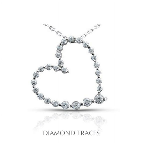 Diamond Traces 1.21 Carat Total Natural Diamonds 14K White Gold Prong Setting Heart Shape Fashion Pendant