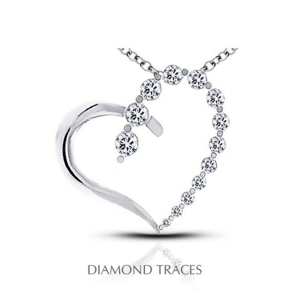 Diamond Traces 1.21 Carat Total Natural Diamonds 14K White Gold Prong Setting Heart Shape Fashion Pendant