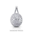 thumbnail image 1 of Diamond Traces 1.21 Carat Total Natural Diamonds 18K White Gold Pave Setting Oval Shape With Rope Edging Fashion Pendant, 1 of 1
