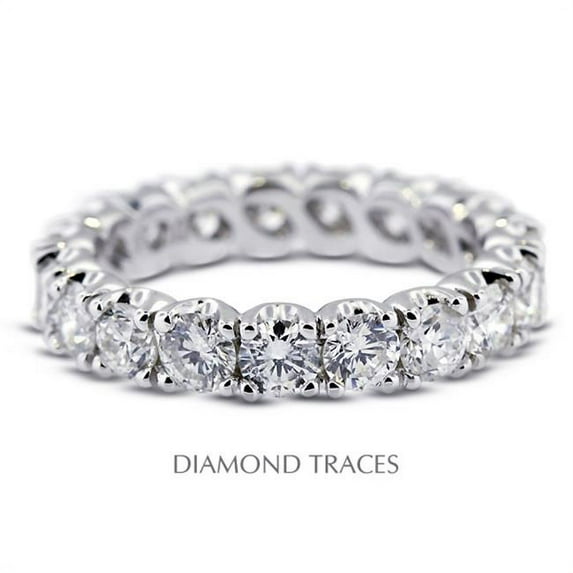 Diamond Traces 14K White Gold 4-Prong Setting 1.11 Carat Total Natural Diamonds Classic Eternity Ring