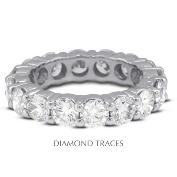 Diamond Traces 14K White Gold 4-Prong Setting 2.01 Carat Total Natural Diamonds Classic Eternity Ring