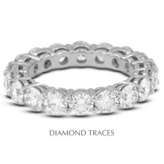 Diamond Traces 14K White Gold 4-Prong Setting 2.21 Carat Total Natural Diamonds Basket Eternity Ring