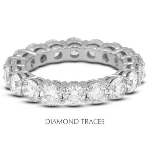 Diamond Traces 14K White Gold 4-Prong Setting 2.71 Carat Total Natural Diamonds Basket Eternity Ring - White Gold