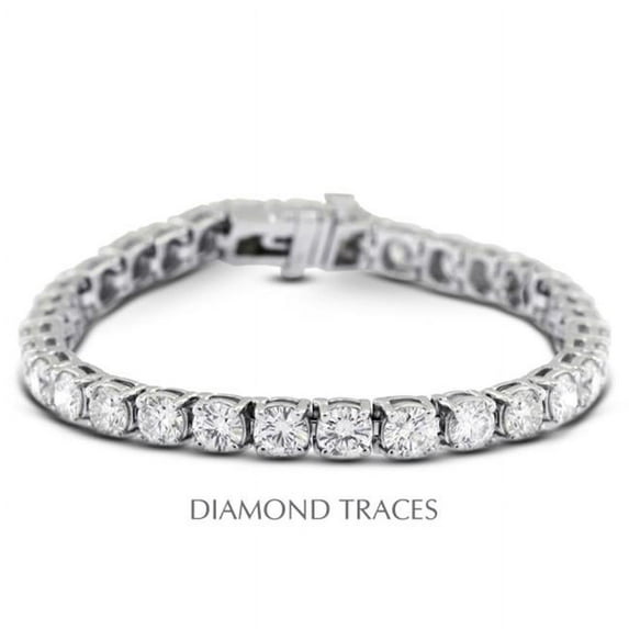 Diamond Traces 14K White Gold 4-Prong Setting 3.00 Carat Total Natural Diamonds Basket Tennis Bracelet