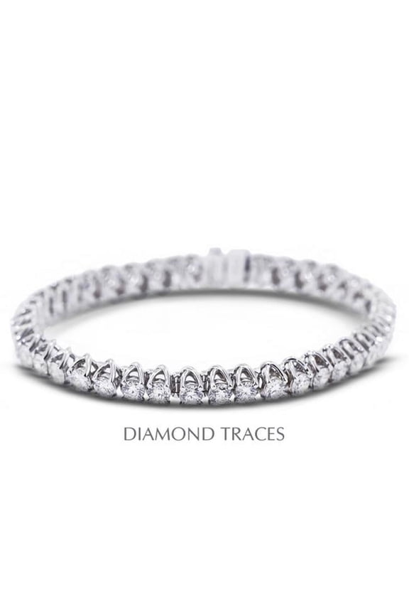 14K White Gold 4-Prong Setting- 3.00 Carat Total Natural Diamonds Trellis Tennis Bracelet
