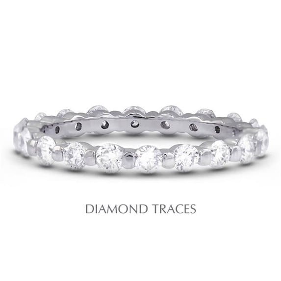 Diamond Traces 14K White Gold Bar Setting- 1.61 Carat Total Natural Diamonds- Classic Eternity Ring