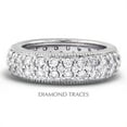 thumbnail image 1 of Diamond Traces  14K White Gold Pave Setting 2.41 Carat Total Natural Diamonds Two Row With Milgrain Eternity Ring, 1 of 1