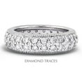 thumbnail image 1 of Diamond Traces  14K White Gold Pave Setting 2.77 Carat Total Natural Diamonds Two Row With Milgrain Eternity Ring, 1 of 1