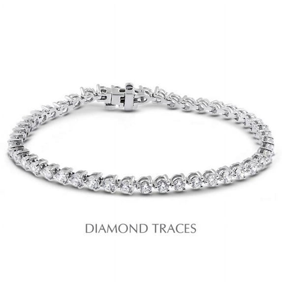 Diamond Traces 18K White Gold 3-Prong Setting 2.00 Carat Total Natural Diamonds Basket Tennis Bracelet