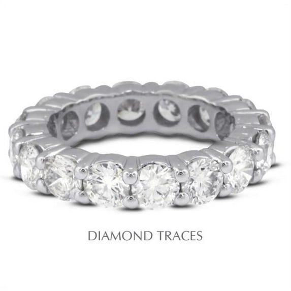 Diamond Traces 18K White Gold 4-Prong Setting- 1.76 Carat Total Natural Diamonds- Classic Eternity Ring