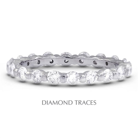 Diamond Traces 18K White Gold Bar Setting 1.34 Carat Total Natural Diamonds Classic Eternity Ring