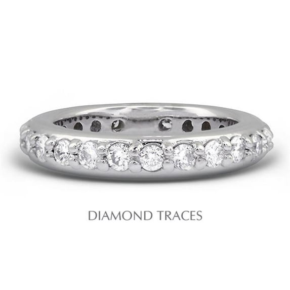 Diamond Traces 18K White Gold Pave Setting 1.21 Carat Total Natural Diamonds Classic Eternity Ring