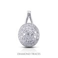 thumbnail image 1 of Diamond Traces 2.01 Carat Total Natural Diamonds 18K White Gold Pave Setting Oval Shape With Rope Edging Fashion Pendant, 1 of 1