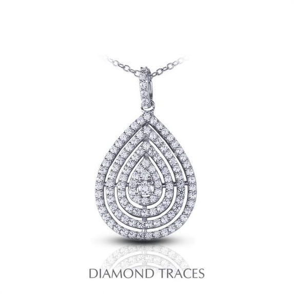 Diamond Traces 2.17 Carat Total Natural Diamonds 18K White Gold Prong Setting Teardrop Fashion Pendant