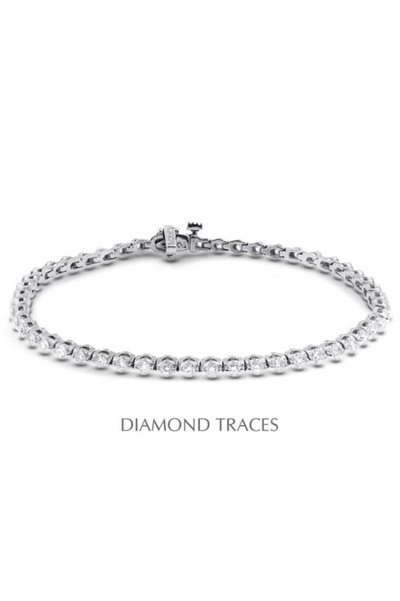 D-SB900-400-3714 14K White Gold 2-Prong Setting- 4.00 Carat Total Natural Diamonds Tennis Bracelet