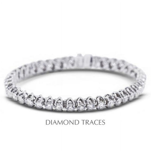 Diamond Traces D-SB946-200-8653 18K White Gold 4-Prong Setting- 2.00 Carat Total Natural Diamonds Trellis Tennis Bracelet