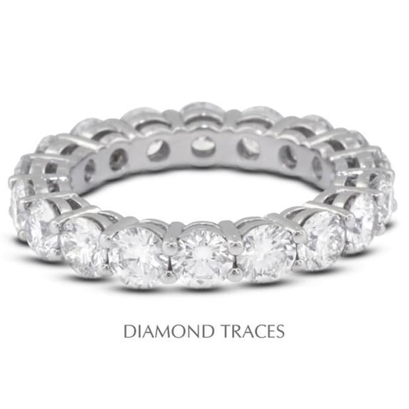 Diamond Traces Platinum 950 4-Prong Setting 1.41 Carat Total Natural Diamonds Basket Eternity Ring