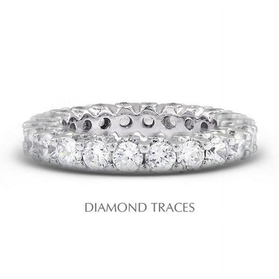 Diamond Traces Platinum 950 Prong & Bezel Setting- 3.58 Carat Total Natural Diamonds Modern Eternity Ring