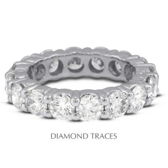 Diamond Traces UD-EWB100-9099 18K White Gold 4-Prong Setting 1.46 Carat Total Natural Diamonds Classic Eternity Ring