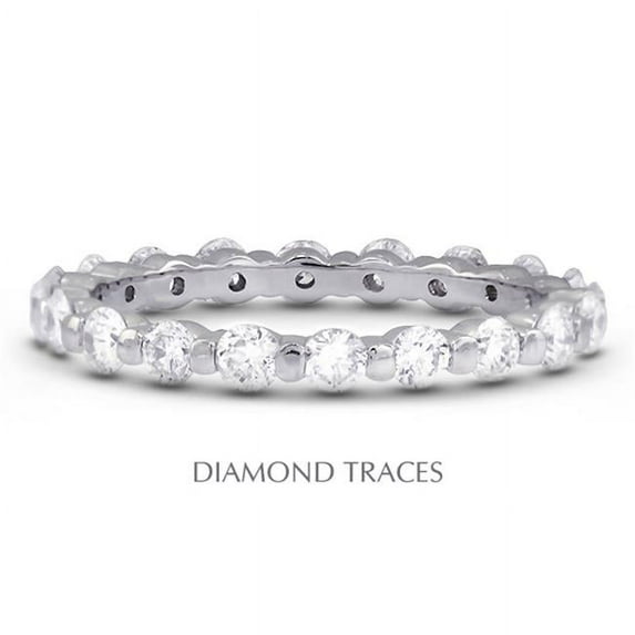 Diamond Traces UD-EWB102-0506 18K White Gold Bar Setting 1.13 Carat Total Natural Diamonds Classic Eternity Ring