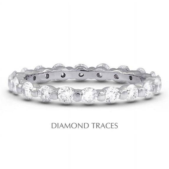 Diamond Traces UD-EWB102-6921 14K White Gold Bar Setting 1.13 Carat Total Natural Diamonds Classic Eternity Ring