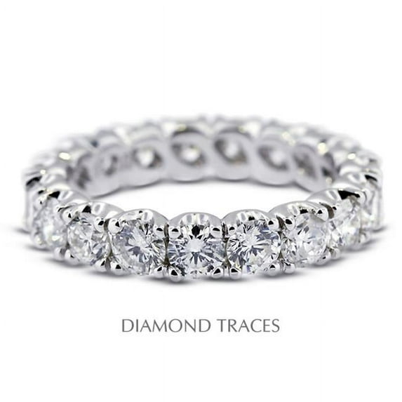 Diamond Traces UD-EWB300-1102 18K White Gold 4-Prong Setting 1.48 Carat Total Natural Diamonds Classic Eternity Ring