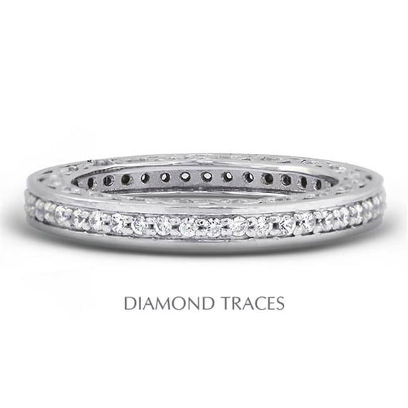 Diamond Traces UD-EWB452-1575 14K White Gold Pave Setting 0.61 Carat Total Natural Diamonds Vintage Eternity Ring