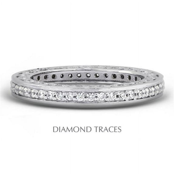 Diamond Traces UD-EWB452-4226 14K White Gold Pave Setting 0.58 Carat Total Natural Diamonds Vintage Eternity Ring