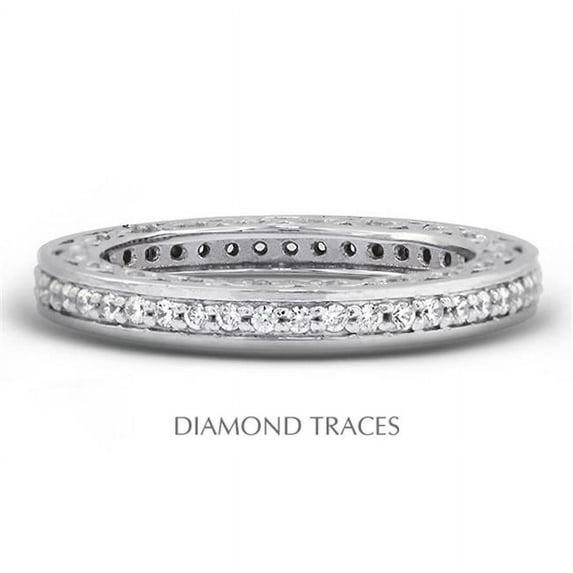 Diamond Traces UD-EWB452-6513 14K White Gold Pave Setting 0.58 Carat Total Natural Diamonds Vintage Eternity Ring
