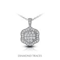 thumbnail image 1 of Diamond Traces UD-OS3005-9206 1.73 Carat Total Natural Diamonds 14K White Gold Pave Setting Flower Shape with Milgrain Fashion Pendant, 1 of 1