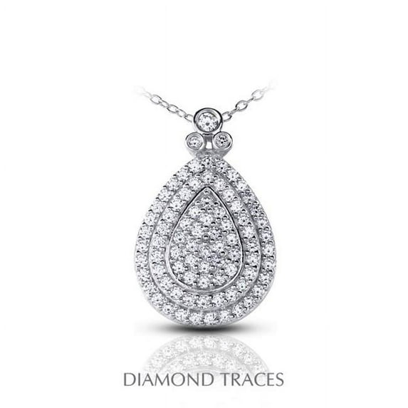 Diamond Traces UD-OS3007-1530 2.01 Carat Total Natural Diamonds 18K White Gold Pave & Bezel Setting Teardrop Fashion Pendant