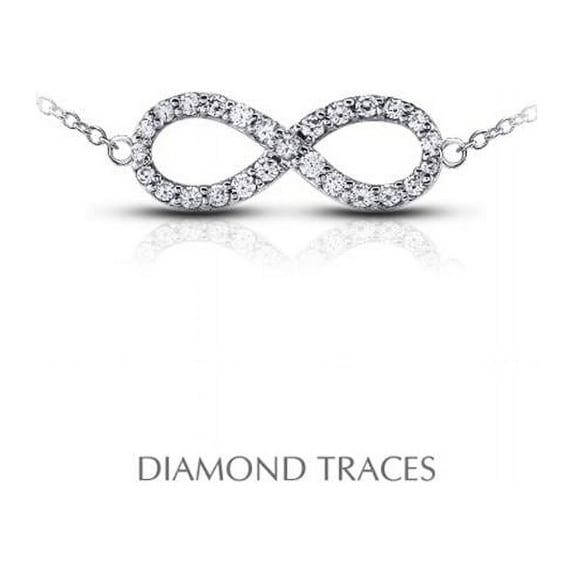 Diamond Traces UD-OS3042-2595 0.56 Carat Total Natural Diamonds 14K White Gold Prong Setting Infinity Fashion Pendant