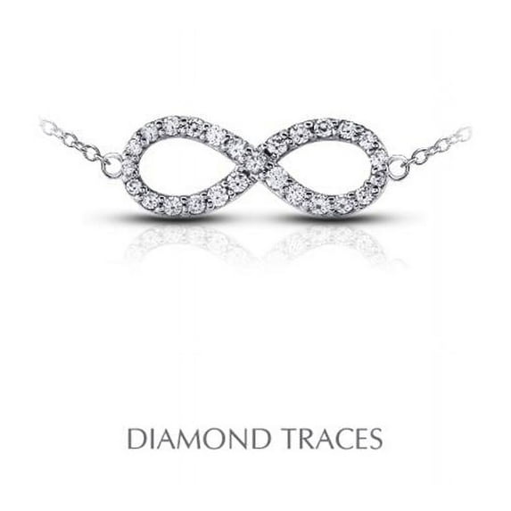 Diamond Traces UD-OS3043-1664 1.03 Carat Total Natural Diamonds 18K White Gold Prong Setting Infinity Fashion Pendant
