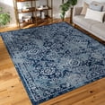 thumbnail image 1 of Diamond Transitional 4' x 5' Blue and Cream Polypropylene Indoor Area Rug, 1 of 8