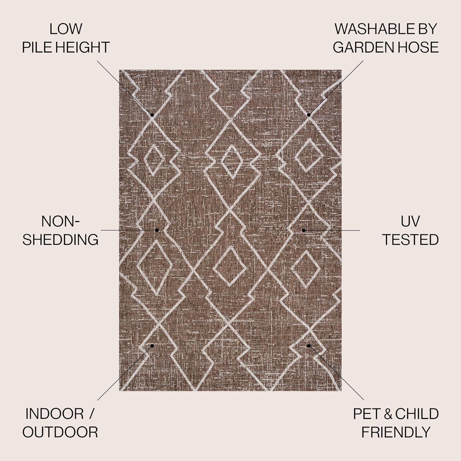 Diamond Trellis Indoor Outdoor Area Rug 4X6 Brown/Beige - Walmart.com