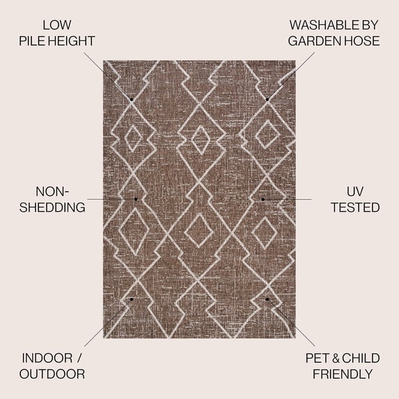 Diamond Trellis Indoor Outdoor Area Rug 4X6 Brown/Beige - Walmart.com