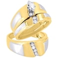 thumbnail image 1 of Diamond Trio Set 10K Yellow Gold Ladies Engagement Ring Mens Wedding Band .25 Ct, 1 of 7