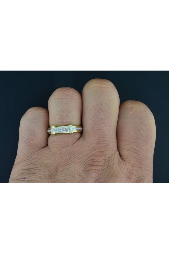 Diamond Trio Set Matching Engagement Ring 10K Yellow Gold Wedding Band 0.55 Ct.