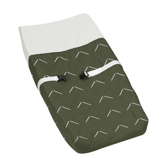 Sweet Jojo Designs Diamond Tuft Dark Green and Ivory Changing Pad Cover