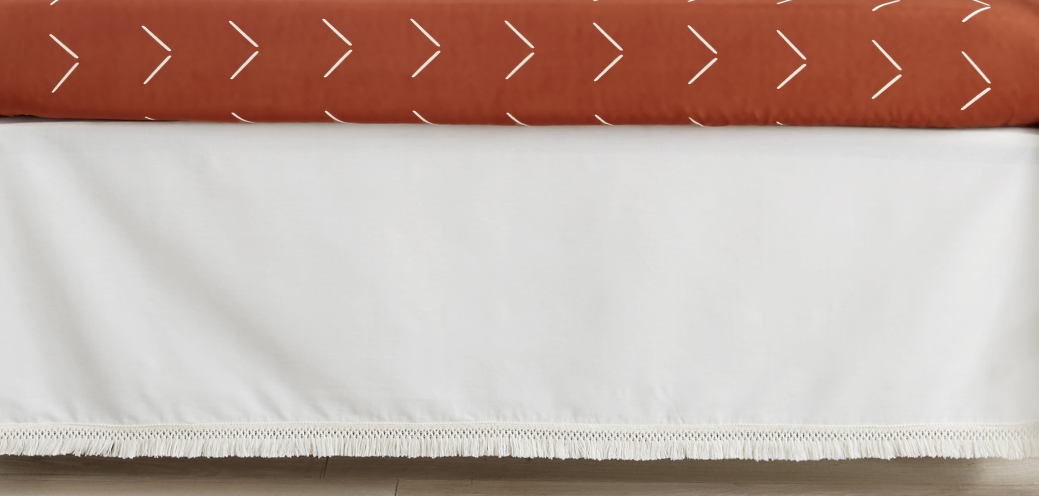 Diamond Tuft Ivory Fringe Dust Ruffle Crib Skirt by Sweet Jojo Designs
