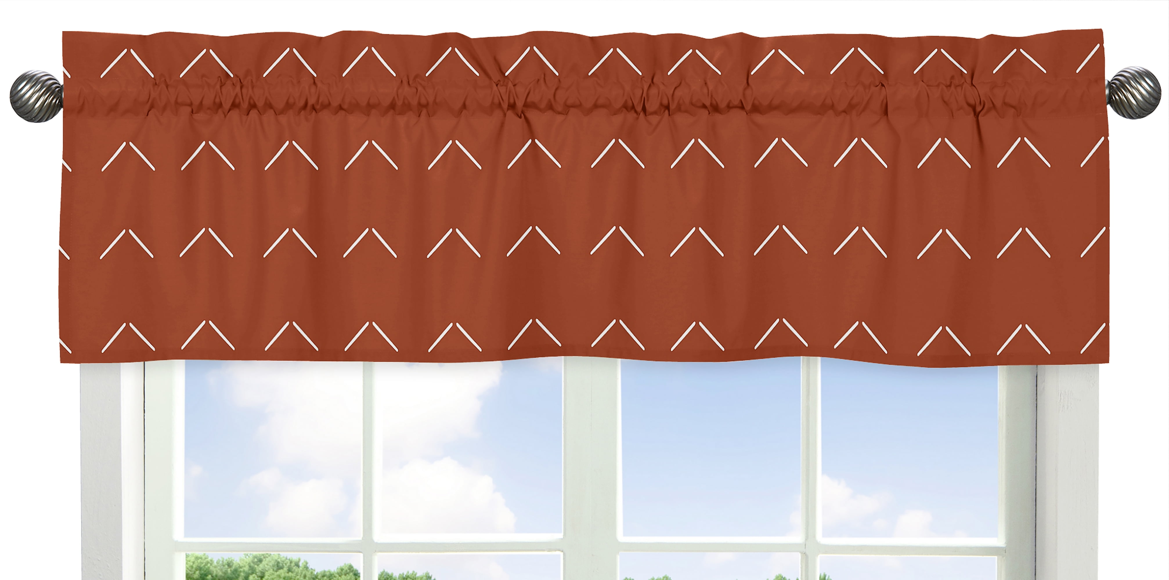 Diamond Tuft Orange and Ivory 54" Window Valance